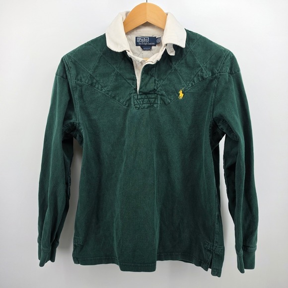 Polo Ralph Lauren Other - Polo Ralph Lauren Mens Green Quilted Rugby Shirt Custom Fit Small Elbow Patches